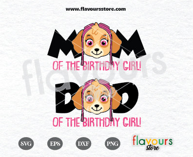 Mom and Dad of the Birthday Girl, Skye Paw Patrol, Paw Patrol Cartoon Svg, Paw Patrol SVG Cut File