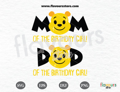Mom and Dad of the Birthday Girl Svg, Winnie The Pooh Birthday Svg Cut File
