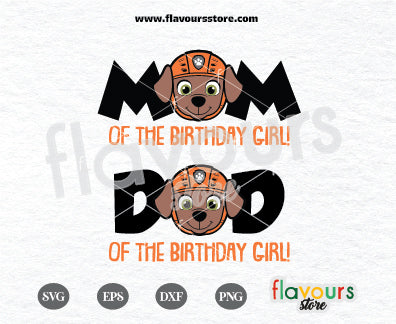 Mom and Dad of the Birthday Girl, Zuma Paw Patrol, Kids cartoon Svg, Paw Patrol Cartoon Svg, Paw Patrol SVG Cut File