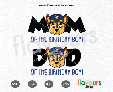 Mom and Dad of the Birthday Boy, Birthday Boy Chase, Kids cartoon Svg, Paw Patrol Cartoon Svg, Paw Patrol SVG Cut File