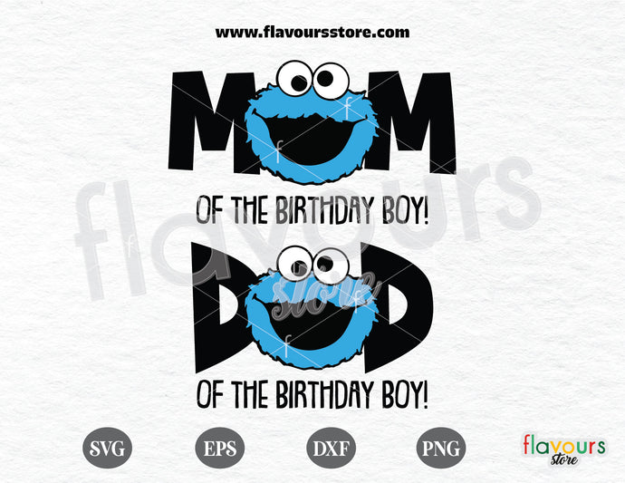 Mom and Dad of the Birthday Boy Svg, Cookie Monster Svg, Sesame Street SVG Cut File