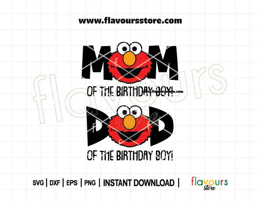 Elmo Sesame Street SVG for Mom and Dad of the Birthday Boy – perfect for family matching shirts using Cricut or Silhouette.