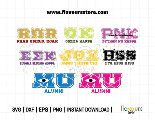 Fraternity Logo Bundle SVG, OK Svg, Mike Svg, Monsters Frat Svg, MU Svg, Monsters Sorority Svg, Great for Cricut Projects