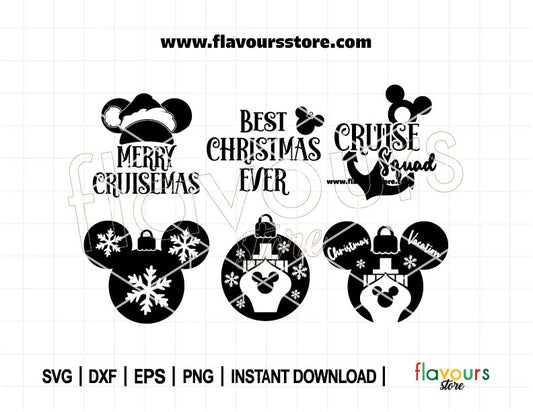 Mouse Christmas Cruise Bundle SVG, Merry Cruisemas Svg, Best Christmas Ever, Cruise Squad, Mouse Shaped Ears, Cut File For Cricut Silhouette