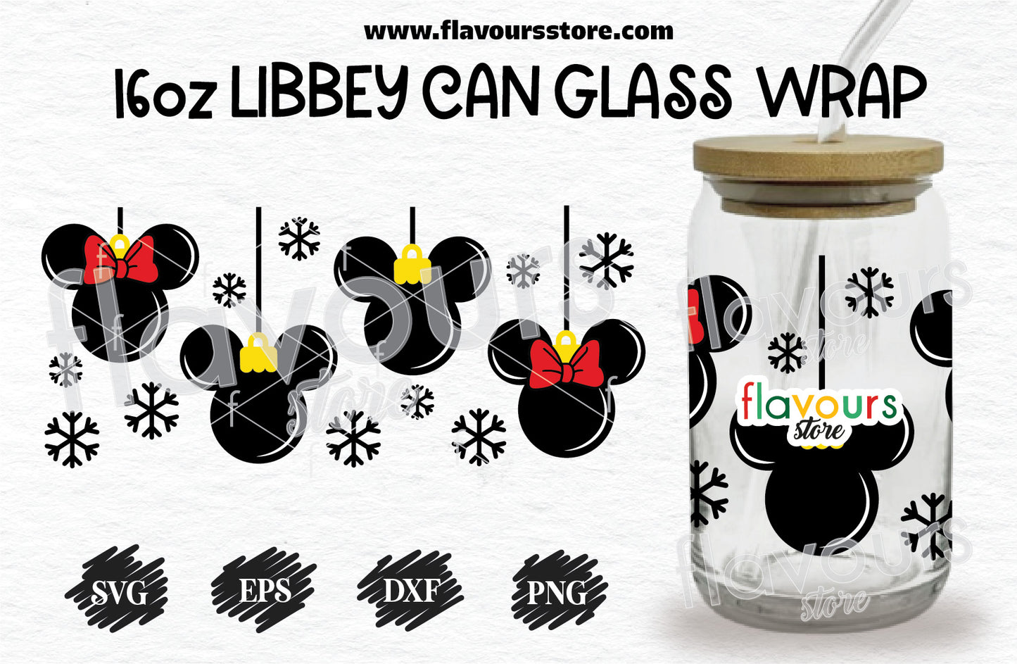 Mouse Christmas Ornament Svg, 16oz Libbey Can Cup Wrap, Libbey Wrap Svg