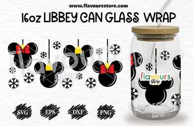 16oz Libbey Can Cup Wrap | Libbey Wrap Svg | Mouse Christmas Ornament Svg | Flavours Store