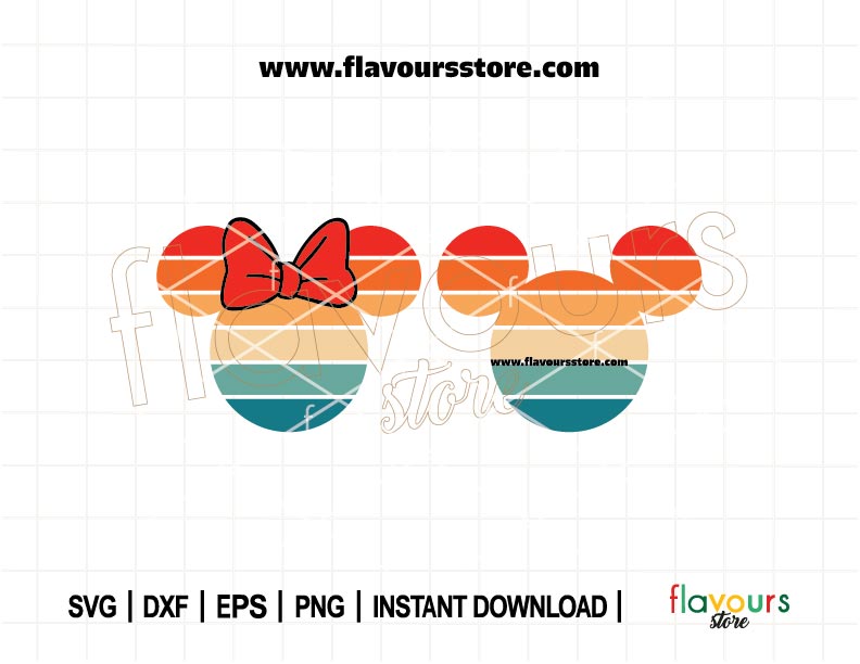 Mouse Sunset Ears Bundle SVG, Mouse Head Svg, Mouse Ears Svg, Retro Mouse Ears Svg Cut File For Cricut