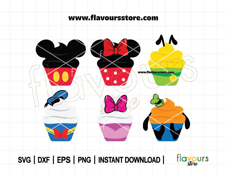 Mouse Friends Cupcakes Bundle SVG, Snack Svg, Birthday Svg, Sweeties Svg, Cupcakes Clip Art, SVG Cut File For Cricut