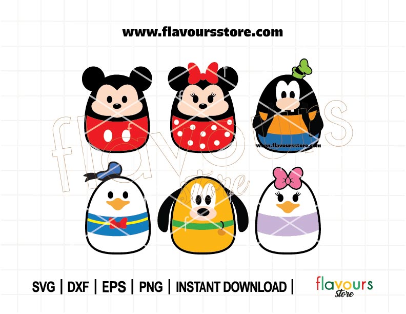 Mouse Friends Squishmallow Bundle SVG, Mouse Ears Svg, Pluto Svg, Donald Svg, Goofy Svg, Daisy Svg, Squishmallow svg, Cut File For Cricut