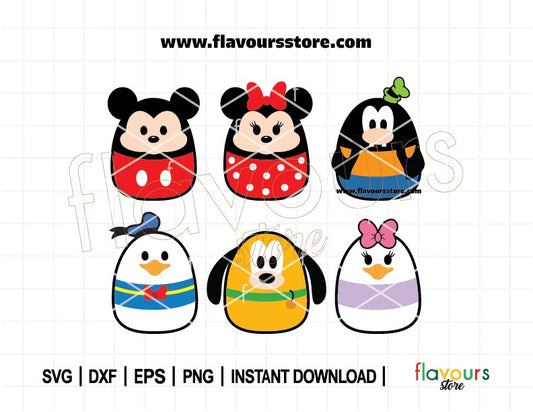 Mouse Friends Squishmallow Bundle SVG, Mouse Ears Svg, Pluto Svg, Donald Svg, Goofy Svg, Daisy Svg, Squishmallow svg, Cut File For Cricut