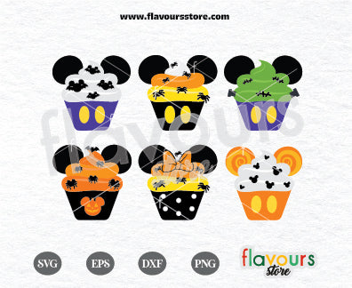 Mouse Halloween Cupcakes, Disney Halloween, Disney Cupcakes, SVG Cut File Cricut 