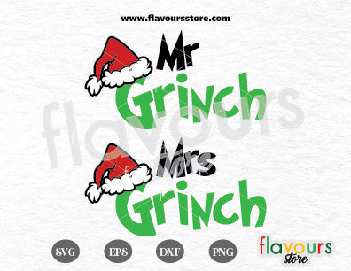 Mr. Grinch, Mrs. Grinch SVG Cut File