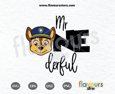 Mr Onederful Chase Paw Patrol svg, Chase Paw Patrol Svg, Kids cartoon Svg, Paw Patrol Cartoon Svg, Paw Patrol SVG Cut File