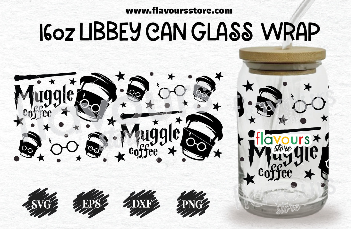 Muggle Coffee Svg, 16oz Libbey Can Cup Wrap, Libbey Wrap Svg