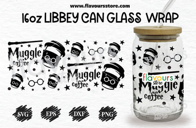 16oz Libbey Can Cup Wrap | Libbey Wrap Svg | Muggle Coffee Svg