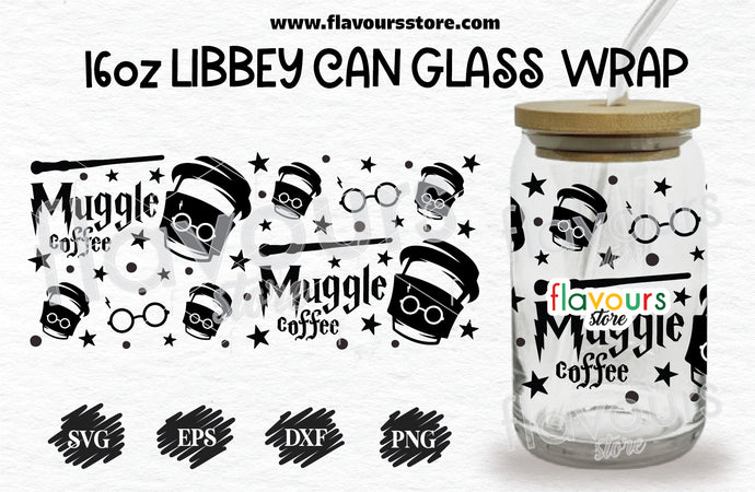 16oz Libbey Can Cup Wrap | Libbey Wrap Svg | Muggle Coffee Svg
