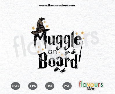 Muggle on Board, Harry Potter SVG Cut File, Cricut Silhouette