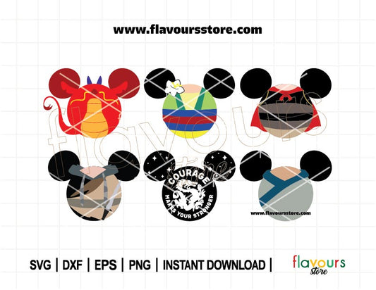 Mulan Mouse Ears Bundle SVG, Magical Ears Svg, Mushu Ears Svg, Princess Ears, Cut File For Cricut SVG