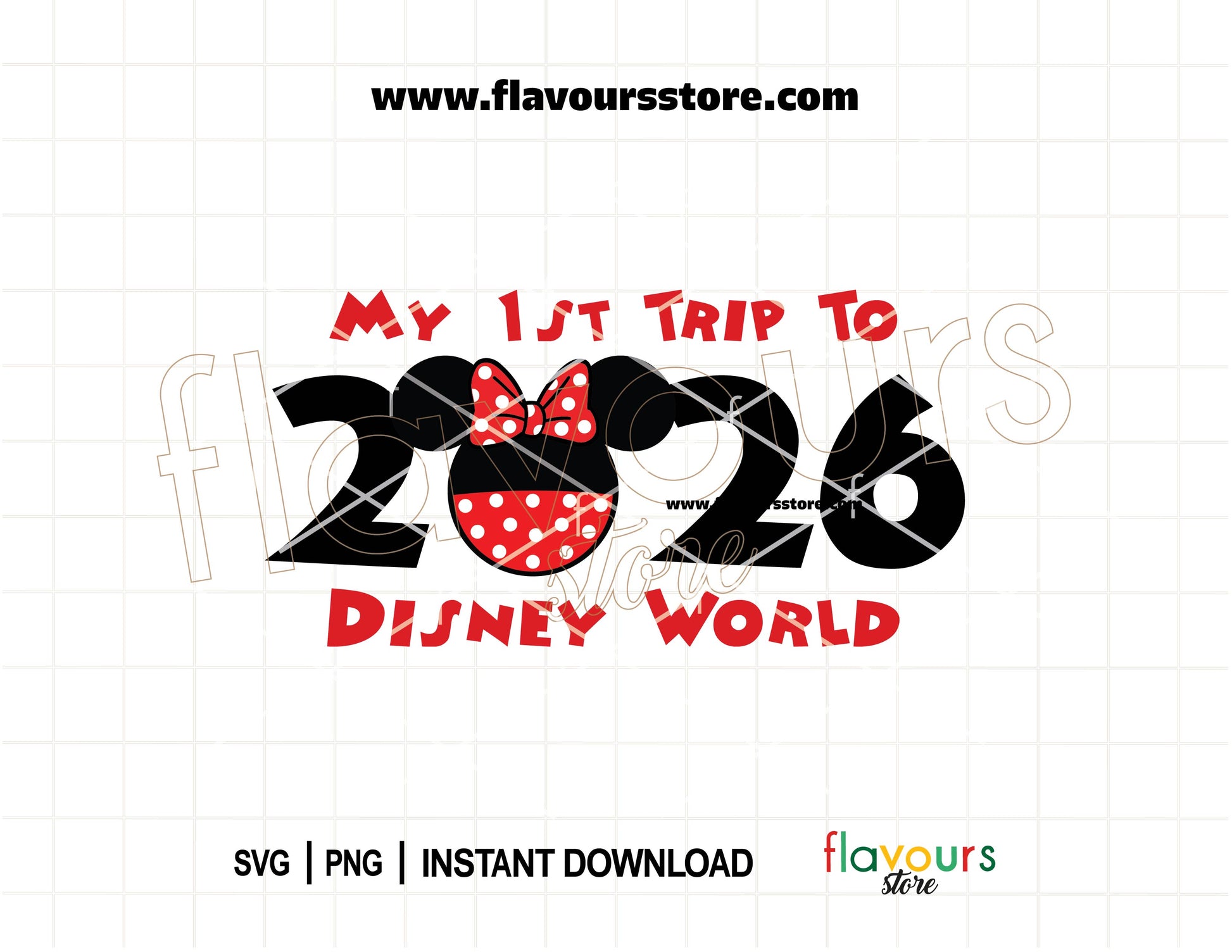 My First Trip to Disney World 2026 Minnie ears kids vacation shirt SVG for Cricut and Silhouette