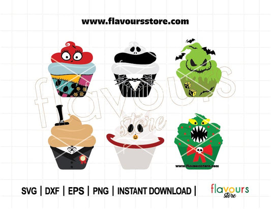 Nightmare Before Christmas Bundle, Disney Cupcakes, SVG Cut File Cricut