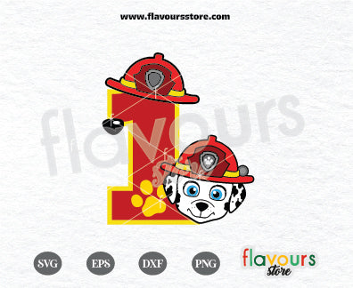 1st Birthday Marshall, Number 1 svg, Marshall Paw Patrol Svg, Kids cartoon Svg, Paw Patrol Cartoon Svg, Paw Patrol SVG Cut File