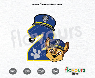 Number 2 Chase Svg, Birthday Boy Chase, Kids cartoon Svg, Paw Patrol Cartoon Svg, Paw Patrol SVG Cut File