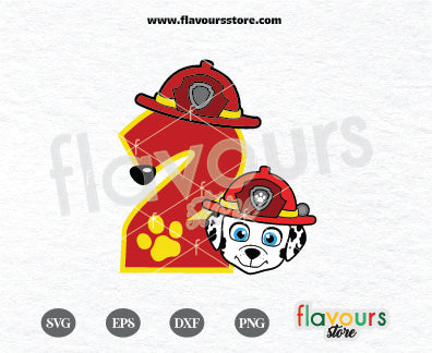 2nd Birthday, Number 2, Marshall Paw Patrol Svg, Kids cartoon Svg, Paw Patrol Cartoon Svg, Paw Patrol SVG Cut File