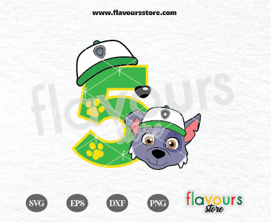 Birthday 5, Rocky Paw Patrol, Kids cartoon Svg, Paw Patrol Cartoon Svg, Paw Patrol SVG Cut File