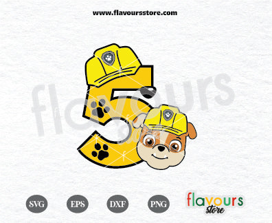 Five Rubble Paw Patrol, Paw Patrol Birthday svg, Kids cartoon Svg, Paw Patrol Cartoon Svg, Paw Patrol SVG Cut File