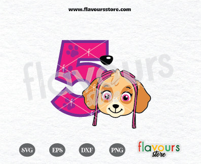 Number Five, Skye Paw Patrol SVG, Kids cartoon Svg, Paw Patrol Cartoon Svg, Paw Patrol SVG Cut File