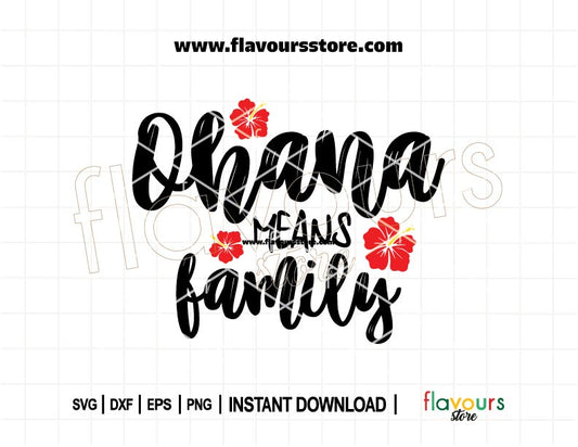 Lilo and Stitch "Ohana Means Family" SVG cut file for Cricut and Silhouette crafts – digital Disney quote design.