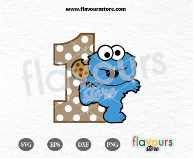 One,  Baby Cookie Monster, Sesame Street SVG Cut File