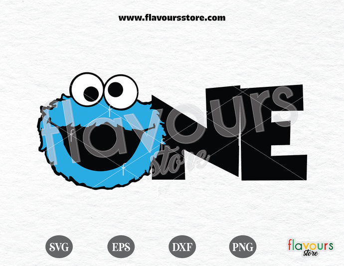 One, Cookie Monster SVG, Sesame Street SVG Cut File