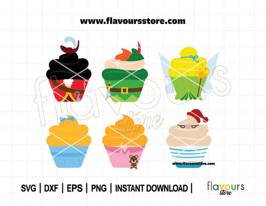 Peter Pan Cupcakes Bundle, Disney Cupcakes, SVG Cut File Cricut