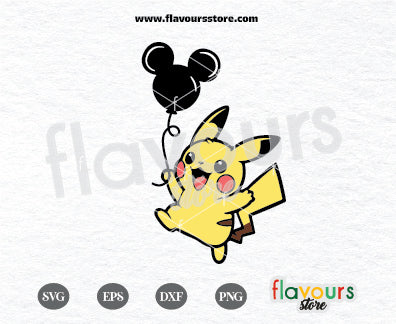 Pikachu holding a Mouse Balloon, Best Day Ever, Svg for Cricut Silhoue ...