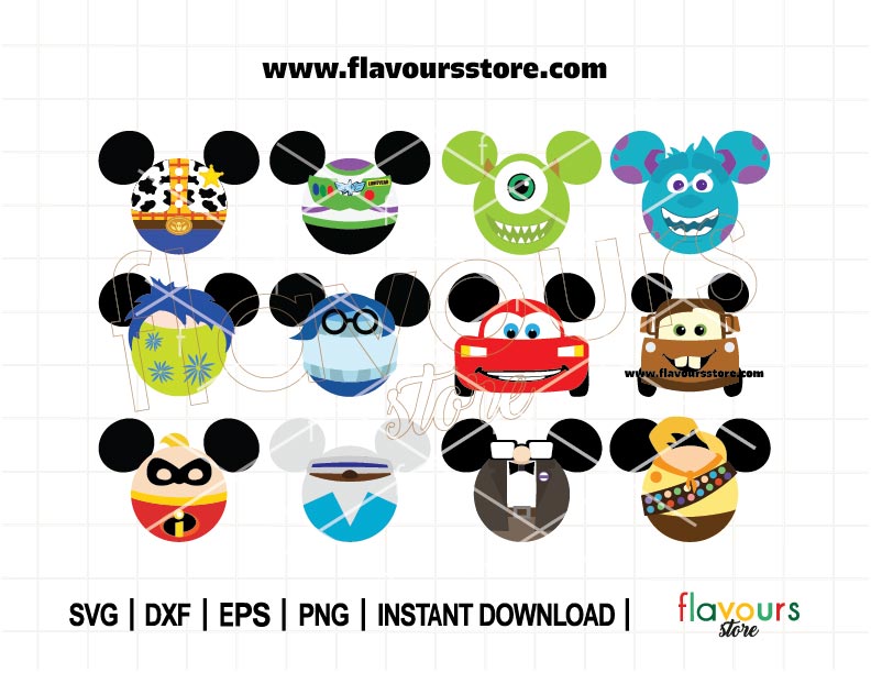 Buddies Bundle SVG, Best Friends Ears Svg, Pal Ears, Woody Svg, Cars Ears, Mike Ears, Tow Matter, Russell Ears, Cut File For Cricut SVG