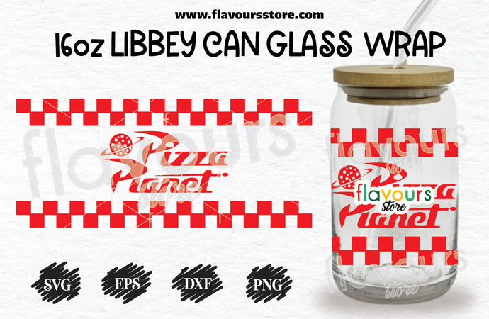 16oz Libbey Can Cup Wrap | Libbey Wrap Svg | Pizza Planet Svg | Flavours Store