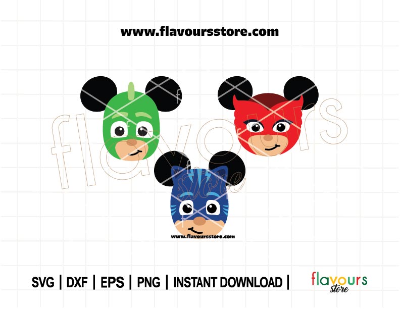 Pj Mask Ears Bundle, ekko Ears Svg, Catboy SVG, Owlette Ears SVG Cut Files