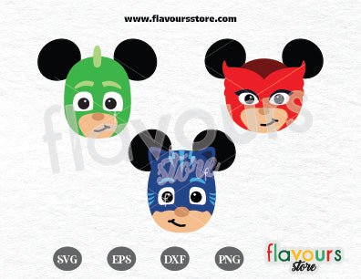 Pj Mask Ears Bundle, ekko Ears Svg, Catboy SVG, Owlette Ears SVG Cut Files