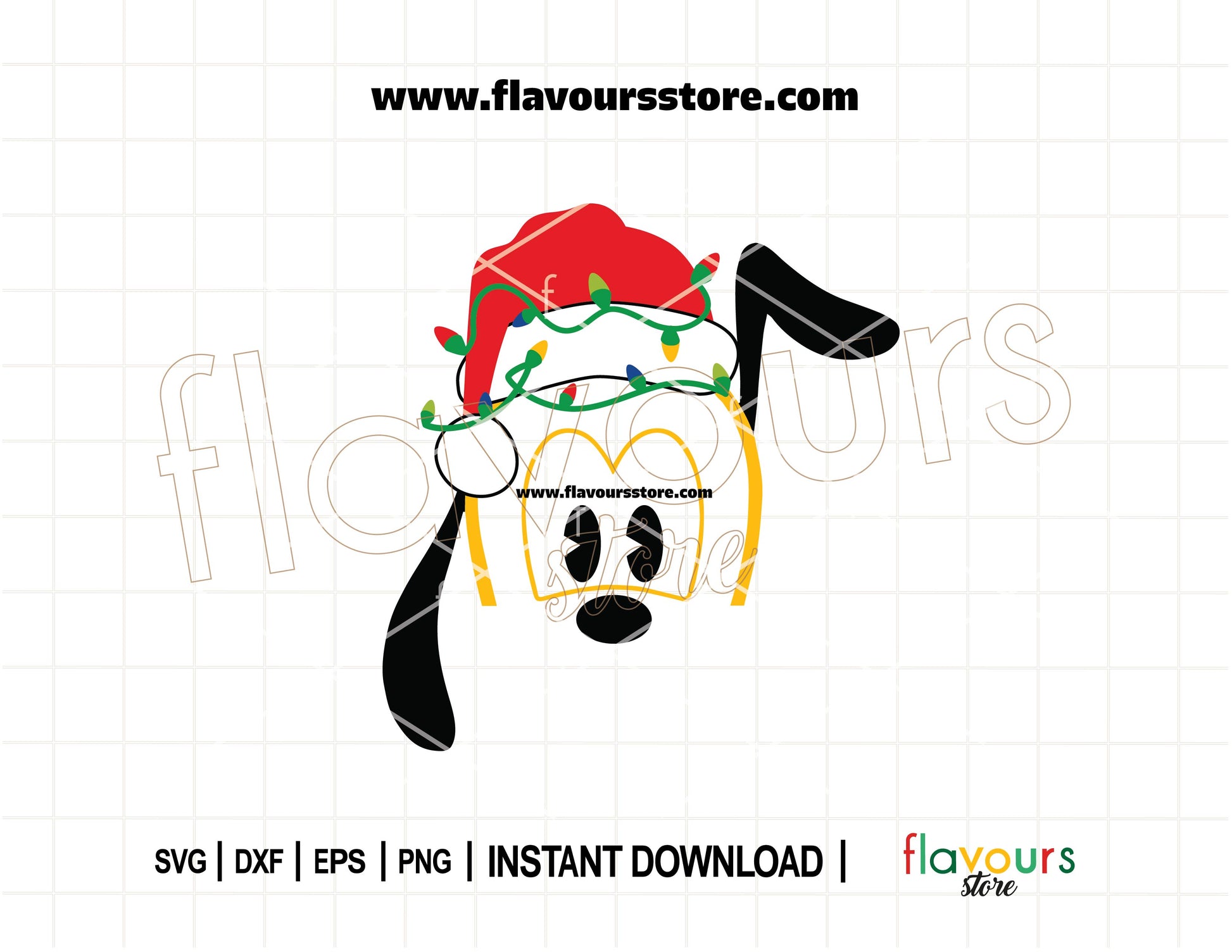 Pluto Christmas hat and colorful Christmas lights SVG cut file for Cricut and Silhouette, Disney holiday craft design perfect for shirts, mugs, and decorations