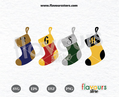 Hogwarts House Christmas Stockings, Potter Fan SVG Cut File Cricut