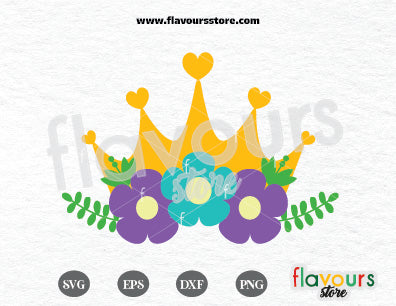 Princess Crown Flowers SVG Cut File