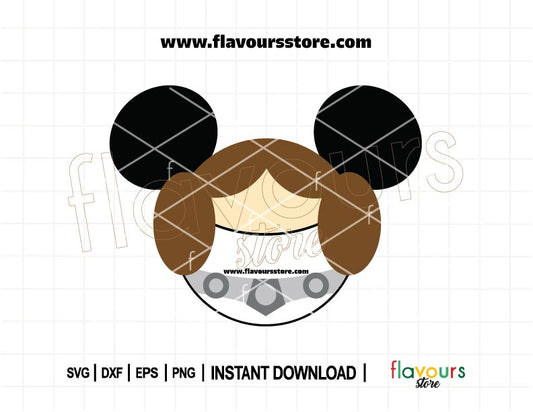Princess Leia Mickey ears SVG cut file for Cricut and Silhouette, perfect for Disney shirts, Star Wars gifts, and DIY crafts.