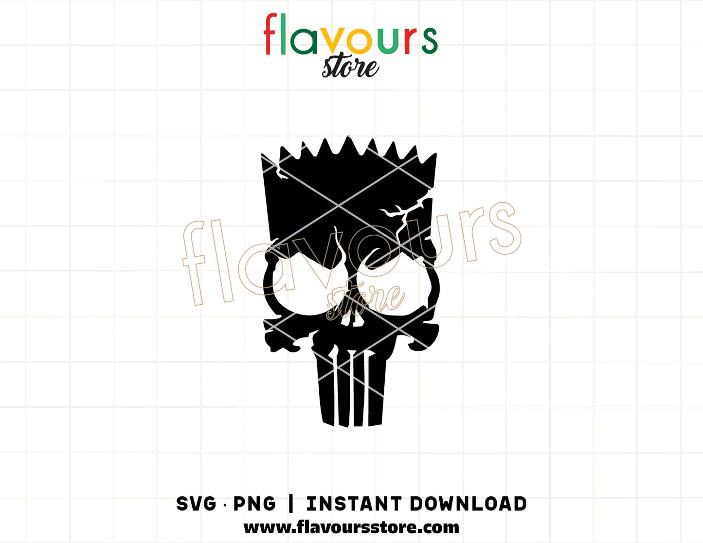 bart punisher skull svg edgy cartoon skull cricut cut file tshirt design