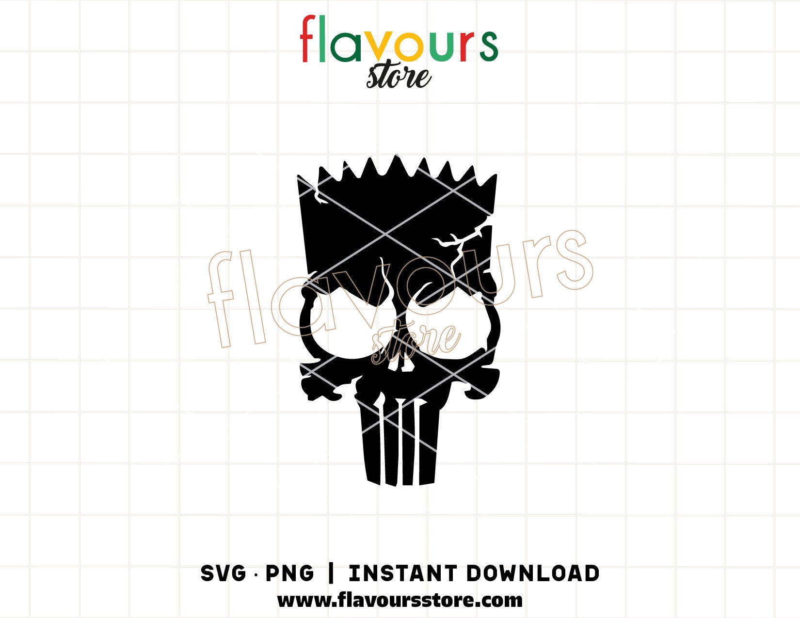 bart punisher skull svg edgy cartoon skull cricut cut file tshirt design
