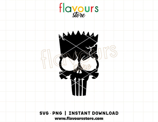 bart punisher skull svg edgy cartoon skull cricut cut file tshirt design