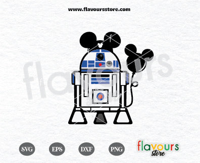 R2D2 Ears and Mouse Balloon SVG, Star Wars SVG, Mouse Ears SVG, Star Wars Day Svg, Cut Files For Cricut Silhouette