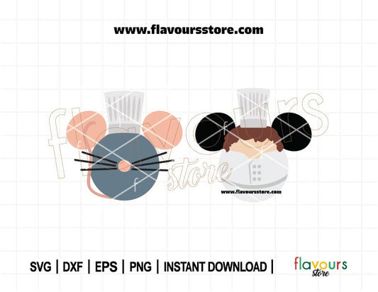 Ratatouille Ears Bundle SVG, Chef Remi Ears Svg, Linguini Ears Svg, Cut File For Cricut SVG
