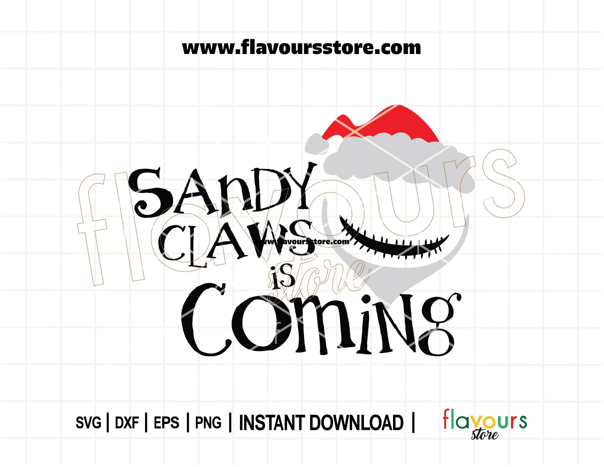 Sandy Claws Is Coming SVG featuring Jack Skellington in Santa costume, perfect for Nightmare Before Christmas holiday crafts with Cricut and Silhouette