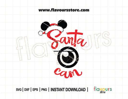 Santa Cam SVG design with Mickey Mouse ears for Disney-inspired Christmas ornaments, shirts, and DIY Cricut or Silhouette projects
